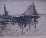 Sirks.Jan Sirks.1885-1938.Platbodem bij haveningang.